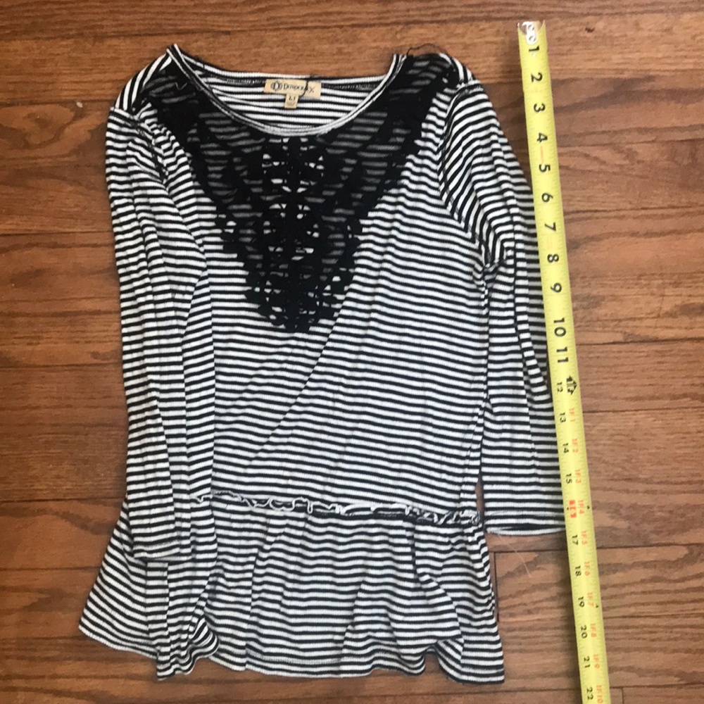 Democracy black and white lace bib top